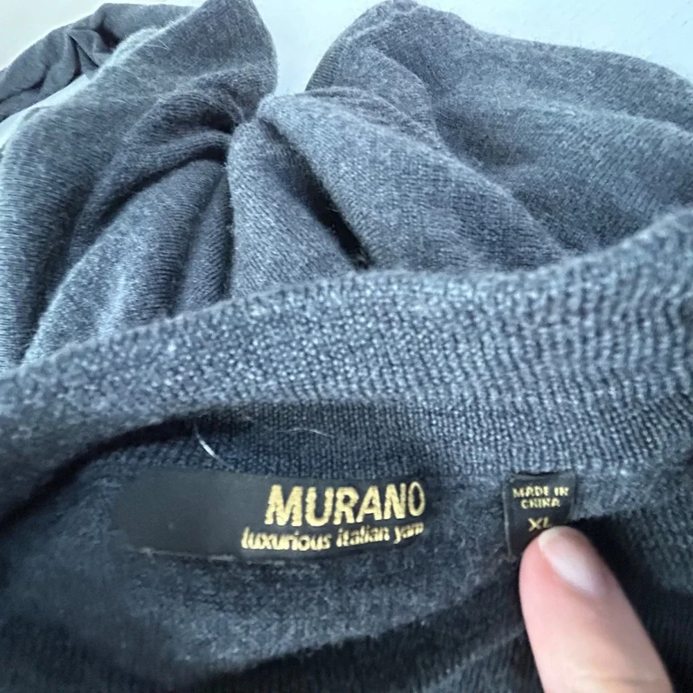 Vintage Murano Mens XL Black 100% Merino Wool Long Sleeve Sweater‎